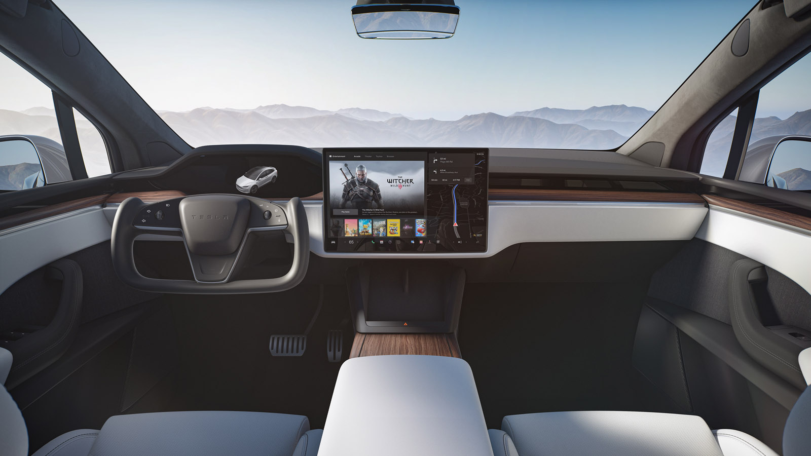 tesla model x wnętrze multimedia