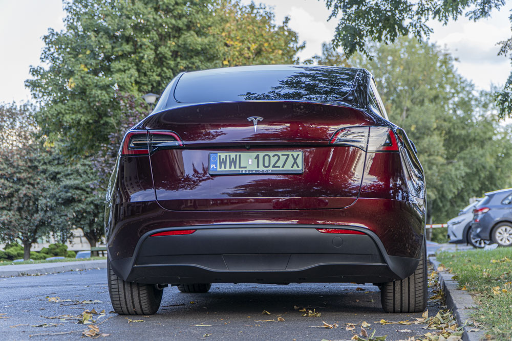 Tył samochodu Tesla Y Long Range RWD